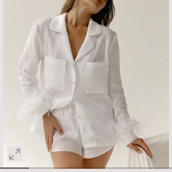 Linen White Feather Pajama Set - Picture 10 of 10
